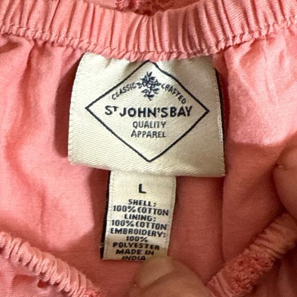 St. John’s Bay Women’s Cotton Dress Peach Eyelet Embroidery Off Shoulder Size L - Picture 7 of 7